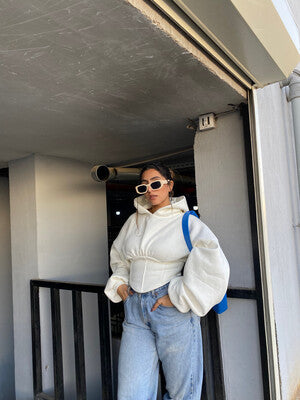 WHITE CORSET HOODIE