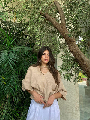 BEIGE LINEN BLOUSE