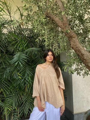 BEIGE LINEN BLOUSE